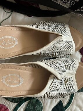 Italina Cream Cutout Slip-On Mules with Rhinestone Detail